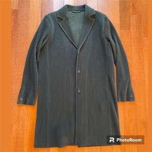 Issey Miyake Homme Plisse Pleated Overcoat Forest Green HP73JD204 Size 3 Large